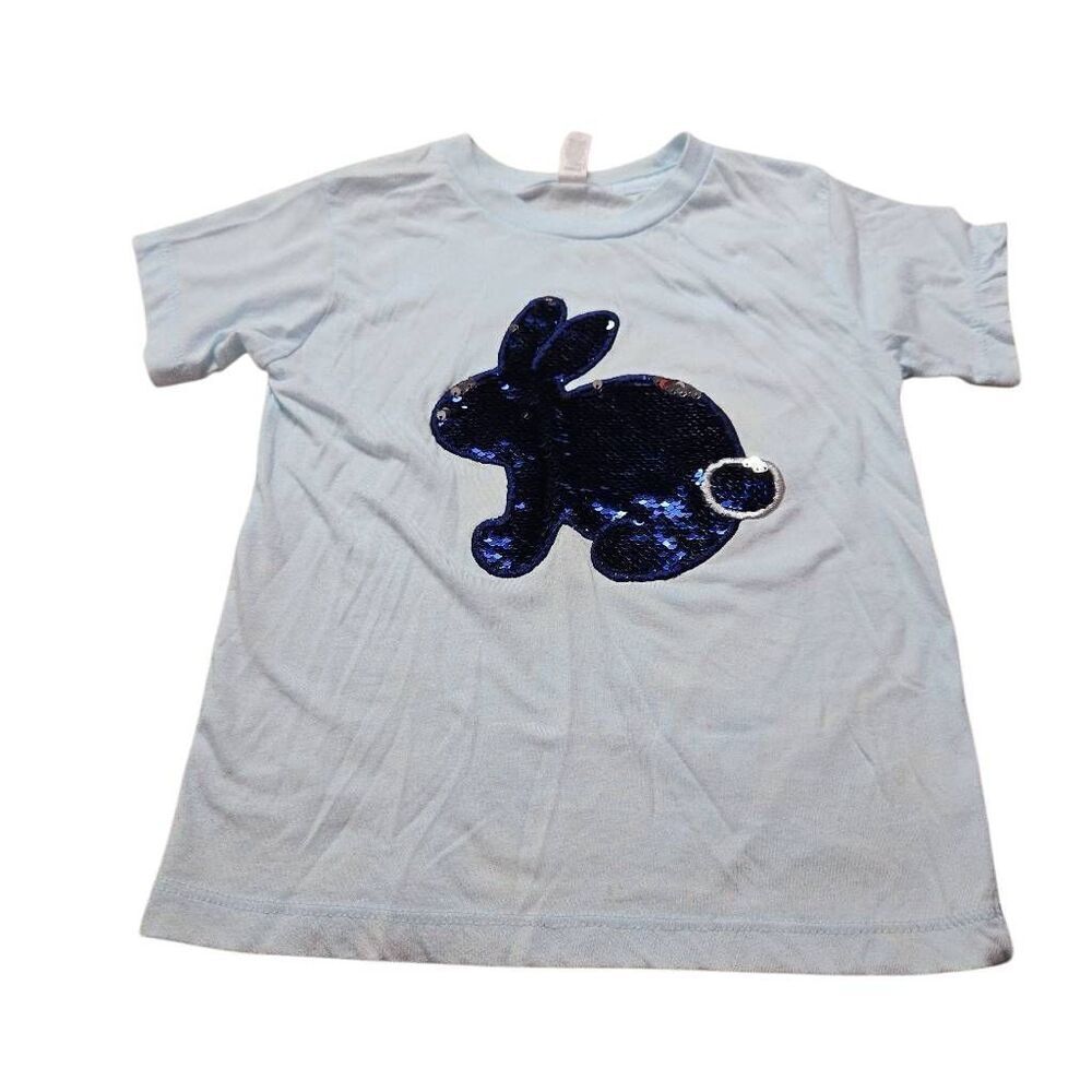 Bella +Canvas flip sequin Easter Bunny shirt 4t